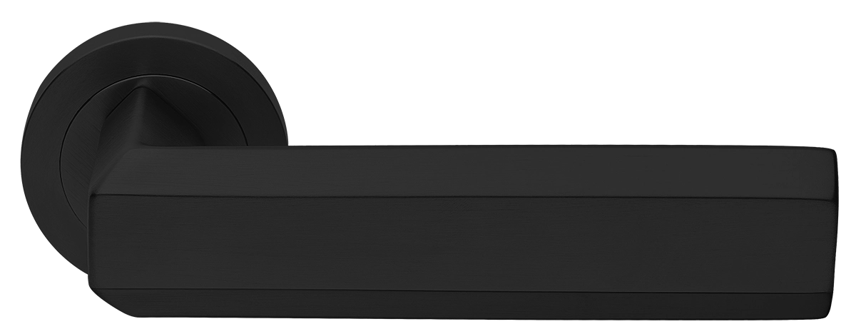 Ручка дверная HARMONY R2 NERO раздельная на круглой розетке, цвет - черный фото купить Омск