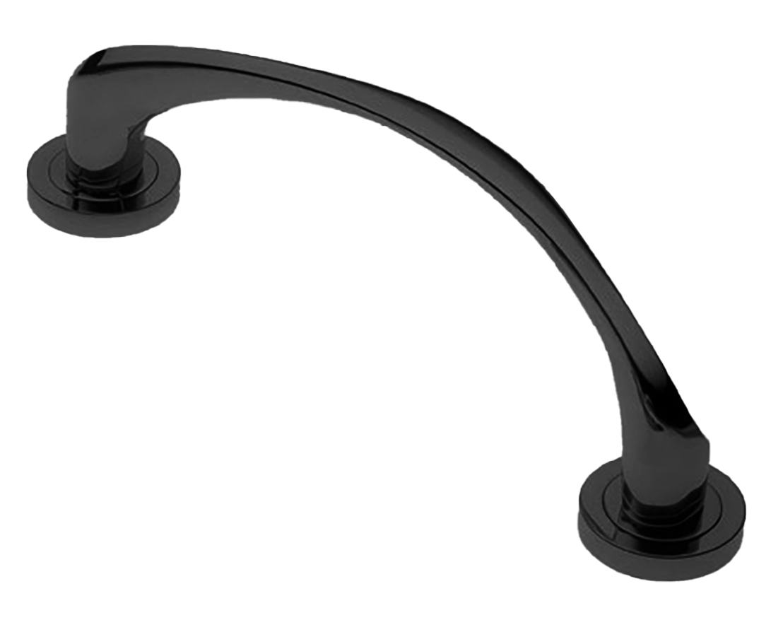 Ручка-скоба дверная COBRA PH NERO на круглой розетке, цвет черный, латунь фото купить Омск