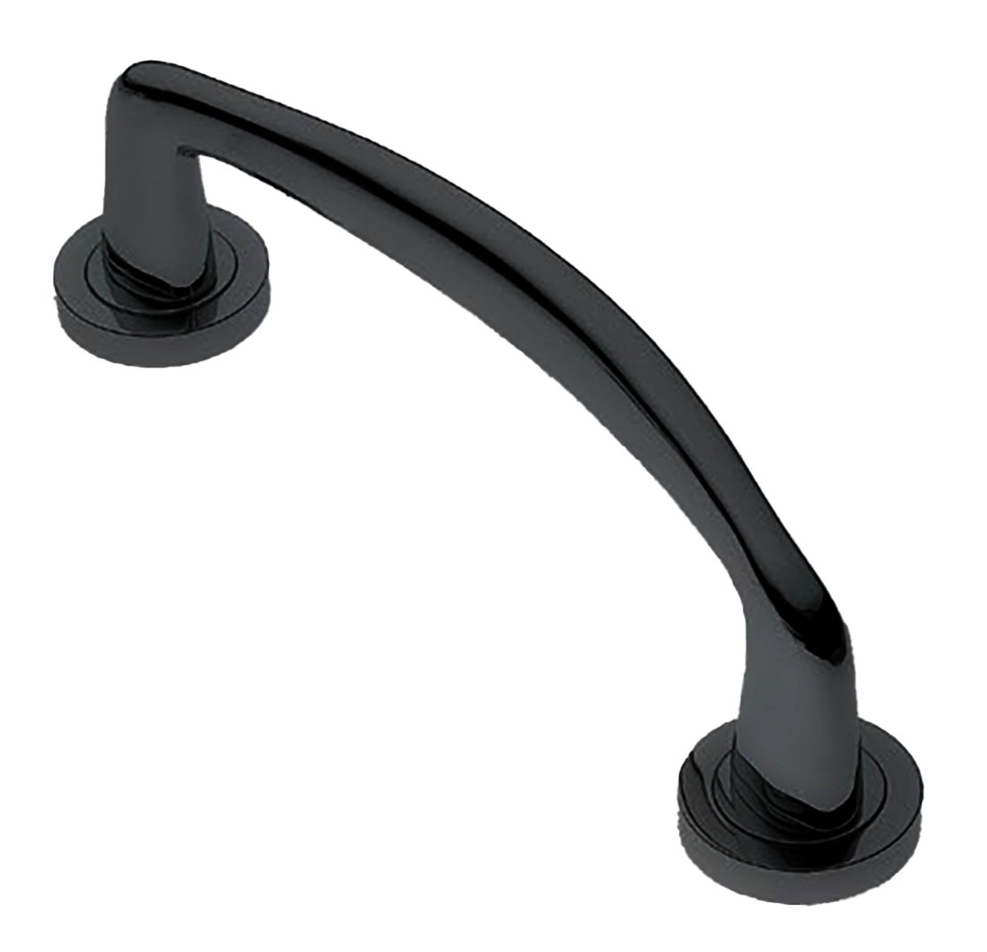 Ручка-скоба дверная COCKATOO PH NERO на круглой розетке, цвет черный, латунь фото купить Омск