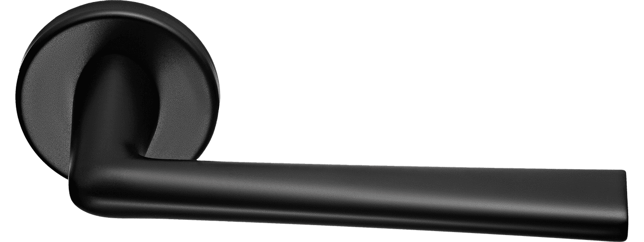 Ручка дверная THE FORCE R5 NERO-ST на круглой розетке, цвет - черный soft-touch фото купить Омск
