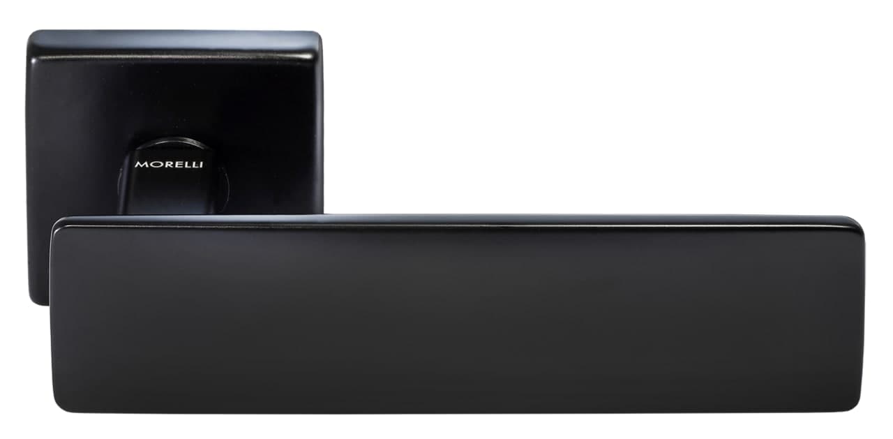 Ручка дверная SPACE S5 NERO-ST на квадратной розетке, цвет - черный soft-touch фото купить Омск