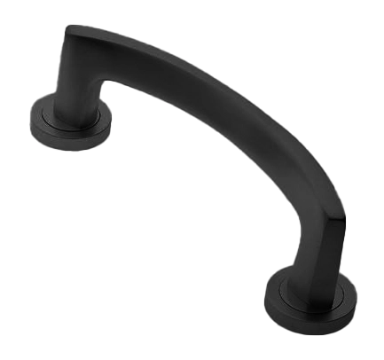 Ручка-скоба дверная WIND PH NERO на круглой розетке, цвет черный, латунь фото фурнитура Омск