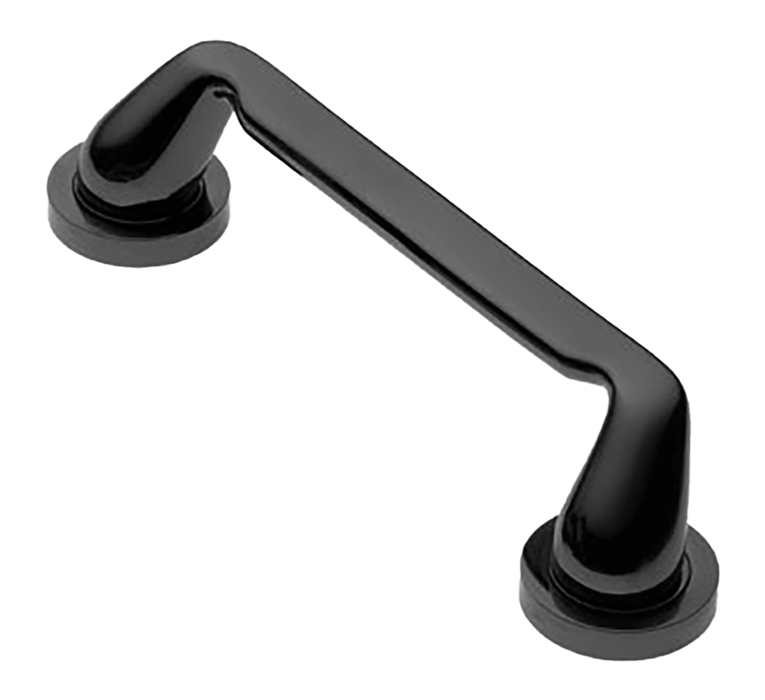 Ручка-скоба дверная NIRVANA PH NERO на круглой розетке, цвет черный, латунь фото купить Омск