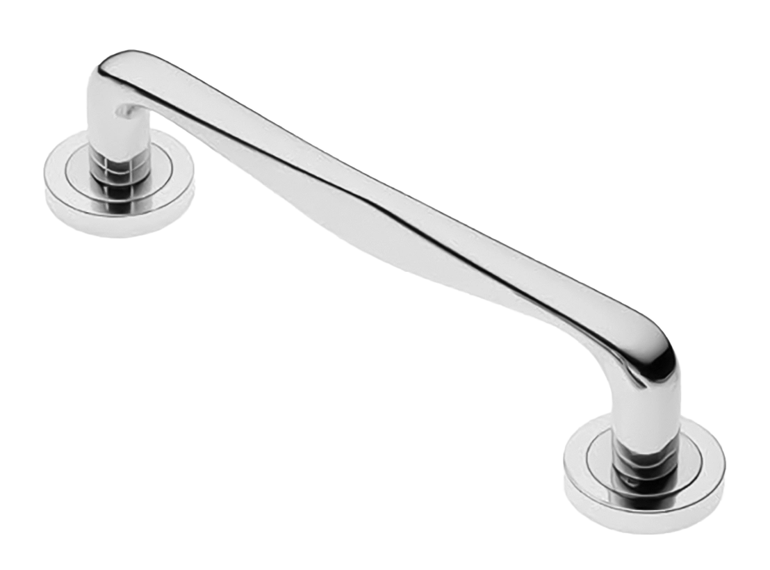 Ручка-скоба дверная PETRA PH CRO на круглой розетке, цвет хром, латунь фото купить Омск