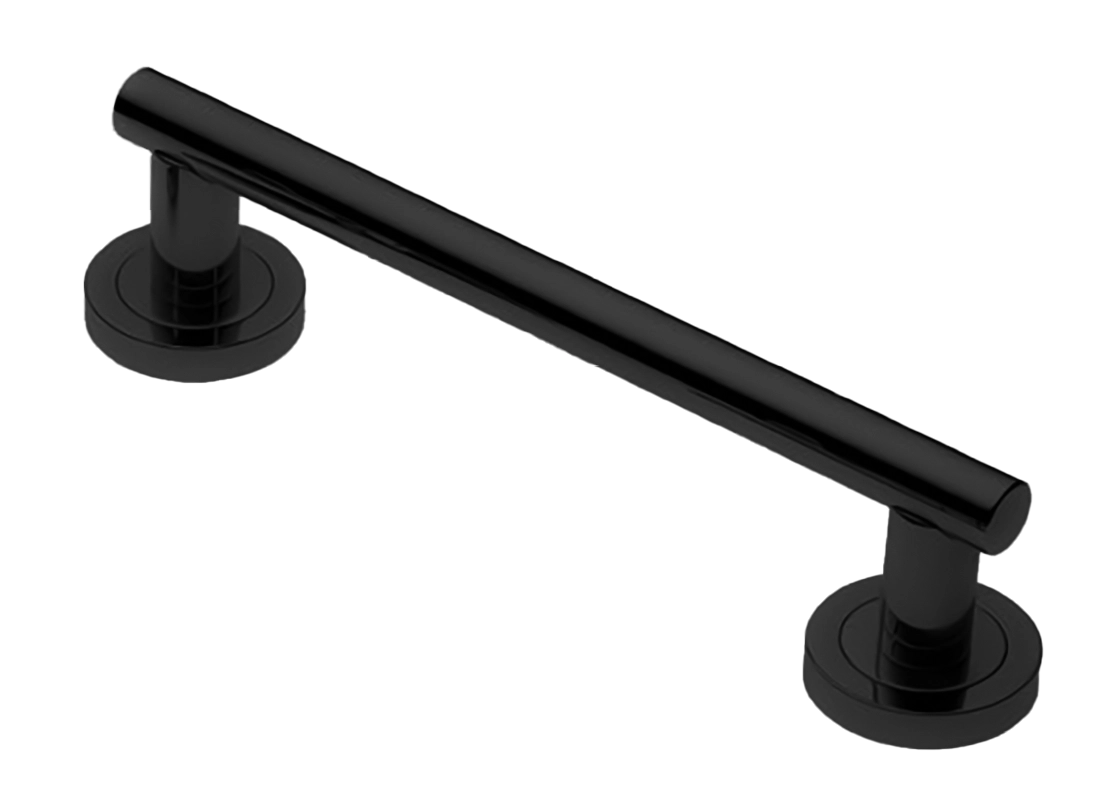 Ручка-скоба дверная CALLA PH 200MM NERO на круглой розетке, цвет черный, латунь фото купить Омск