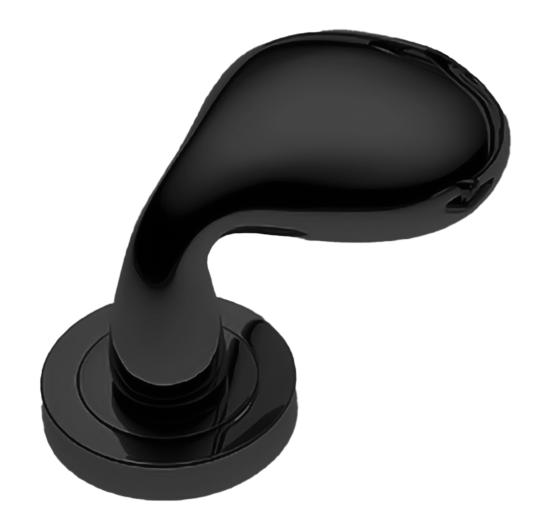 Ручка дверная SIENA-2 R2 NERO раздельная на круглой розетке, цвет черный, латунь фото купить Омск