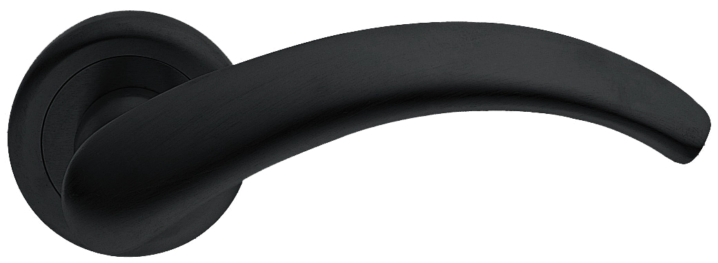 Ручка дверная ARCH R4 NERO раздельная на круглой розетке, цвет - черный фото купить Омск