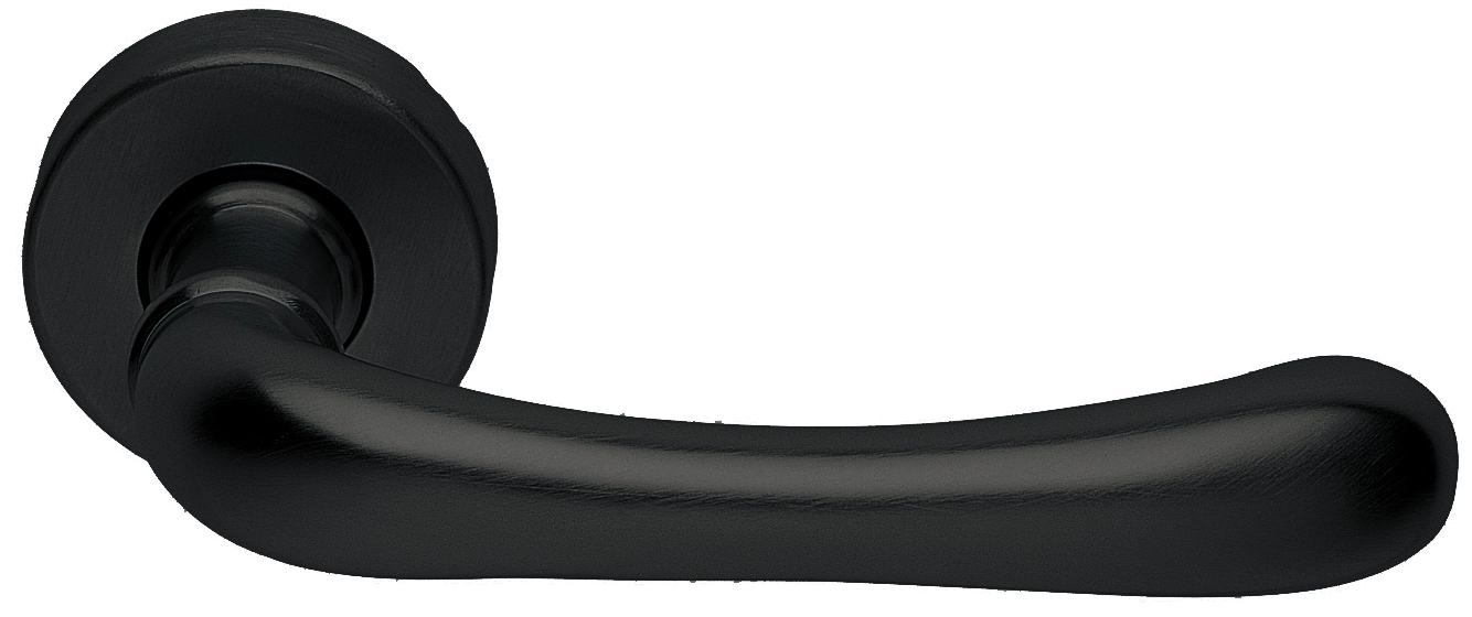 Ручка дверная RING R3-E NERO раздельная на круглой розетке, цвет - черный фото купить Омск