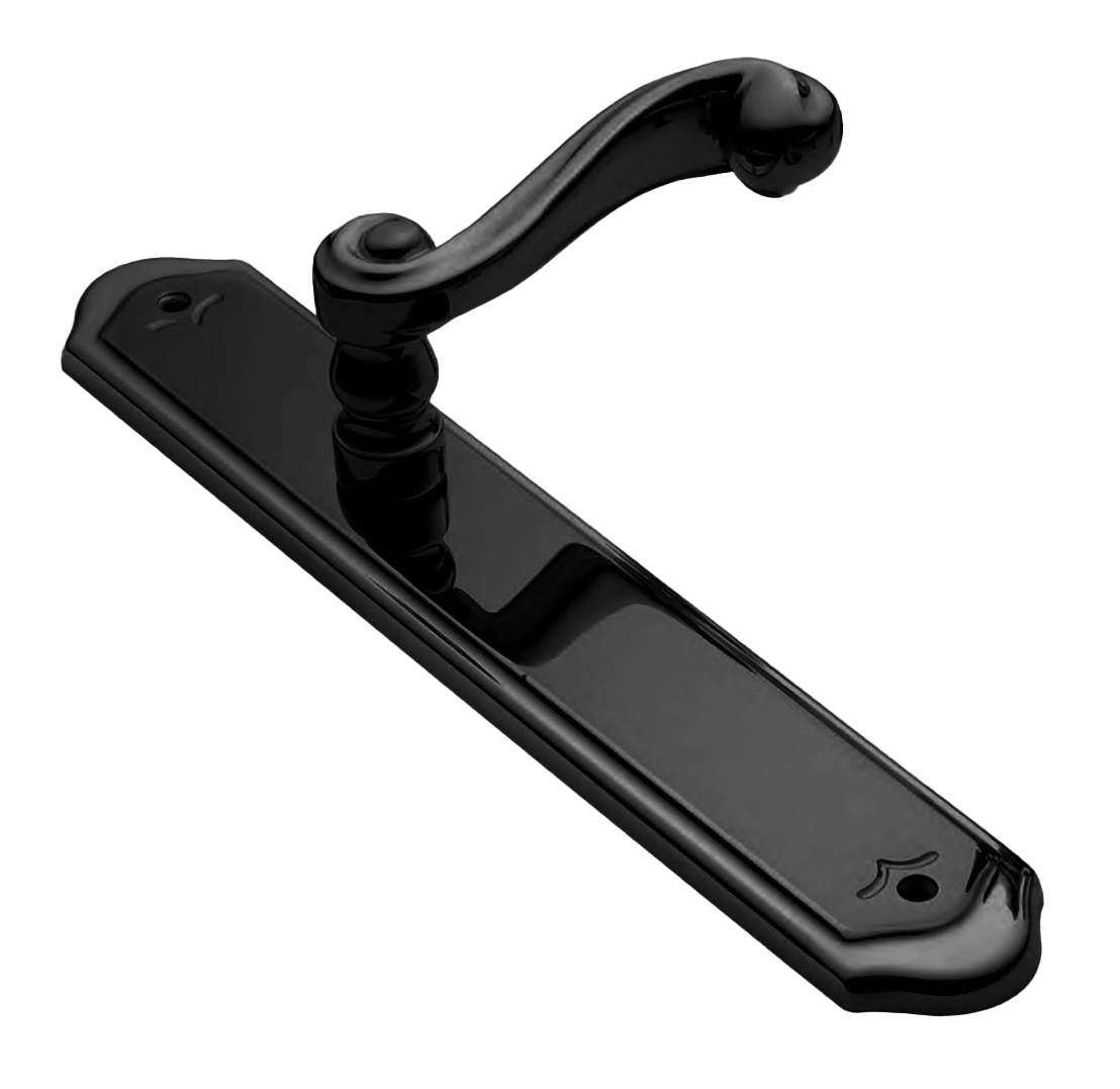 Ручка дверная PLAZA PL NERO на планке, цвет черный, латунь фото купить Омск