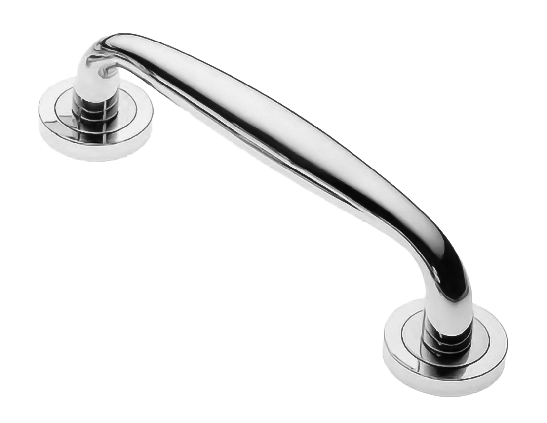 Ручка-скоба дверная Ручка-скоба дверная AIR W1 CRO на круглой розетке, цвет хром, латунь фото купить Омск