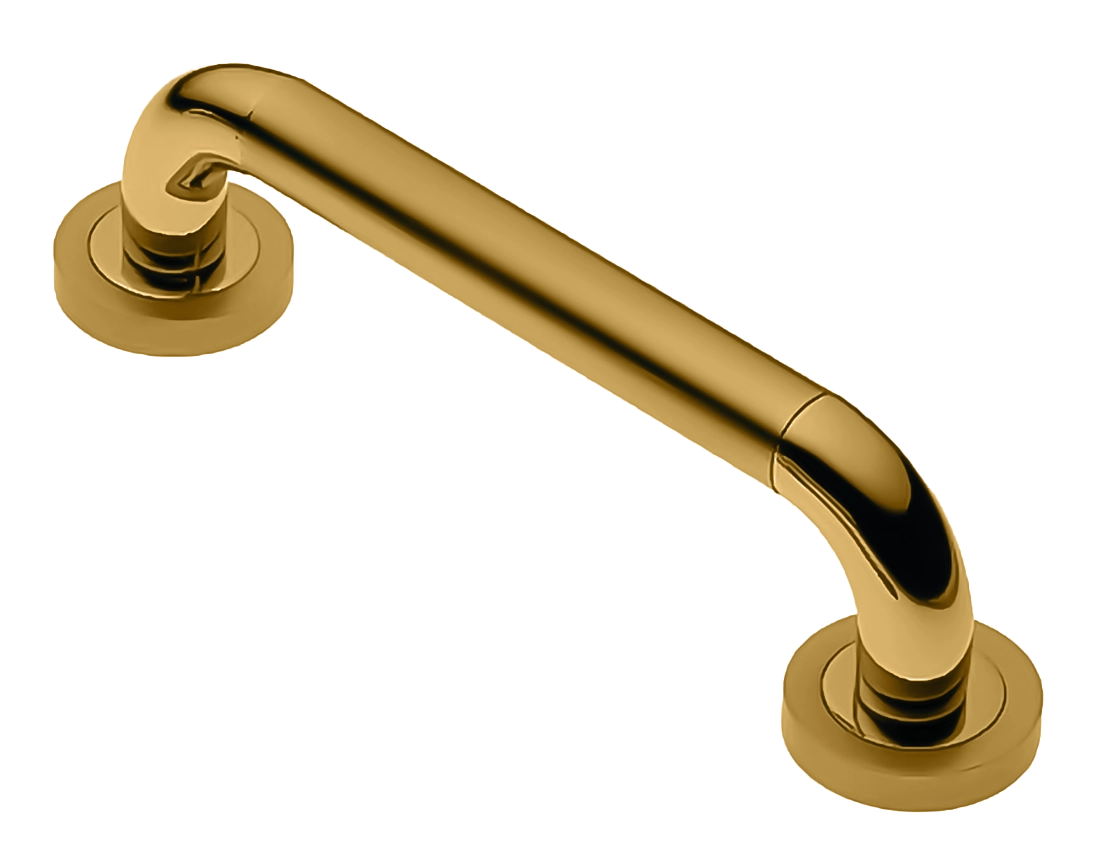 Ручка-скоба дверная GAVANA PH OTL на круглой розетке, цвет золото, латунь фото купить Омск