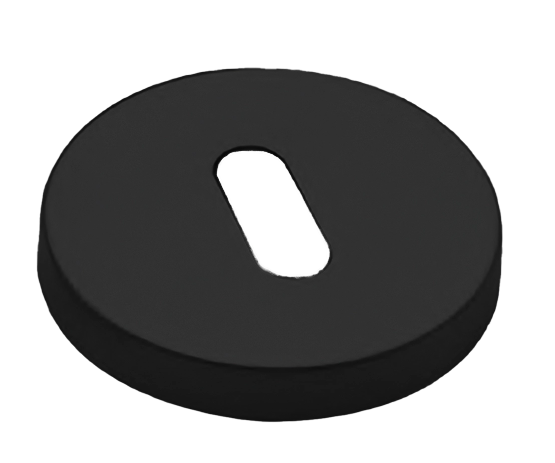 Накладка на ключевой цилиндр LUX-FK-R6 NERO на круглой розетке под ключ буратино, цвет - черный фото купить Омск