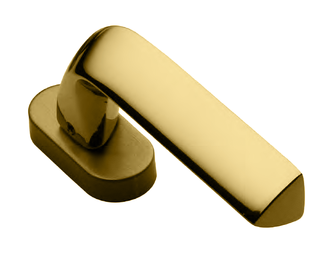 Ручка оконная MATRIX W1 OTL на прямоугольной розетке, цвет золото, латунь фото купить Омск