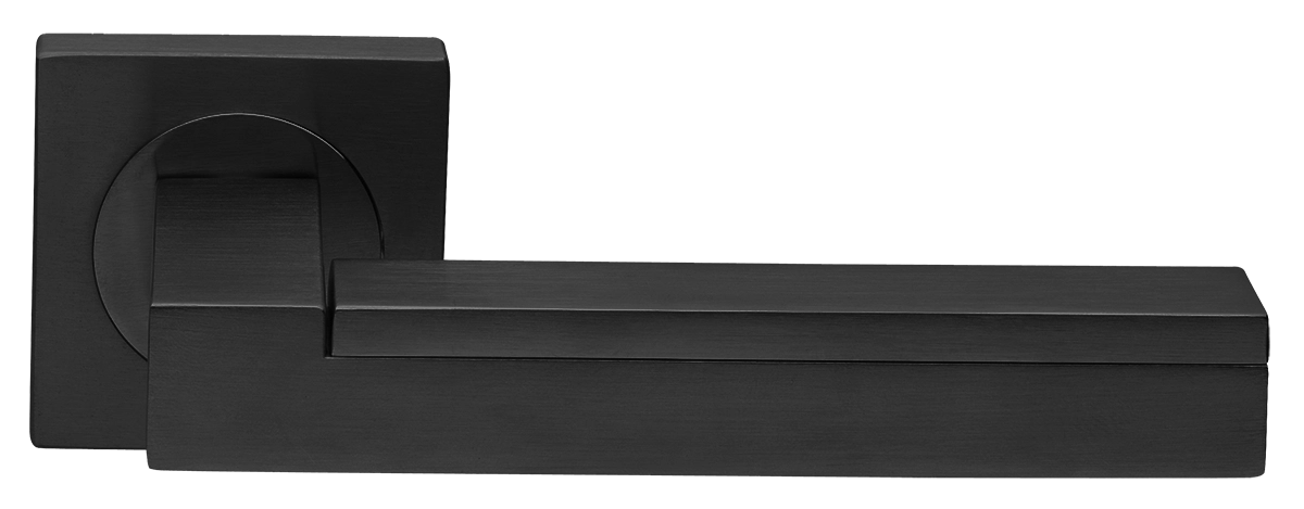 Ручка дверная ISLAND S2 NERO раздельная на квадратной розетке, цвет черный, латунь фото купить в Омске