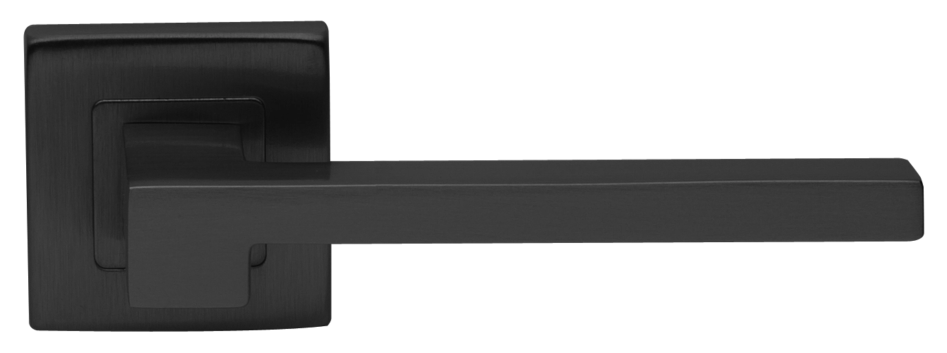 Ручка дверная STONE S3 NERO раздельная на квадратной розетке, цвет черный, латунь фото купить в Омске