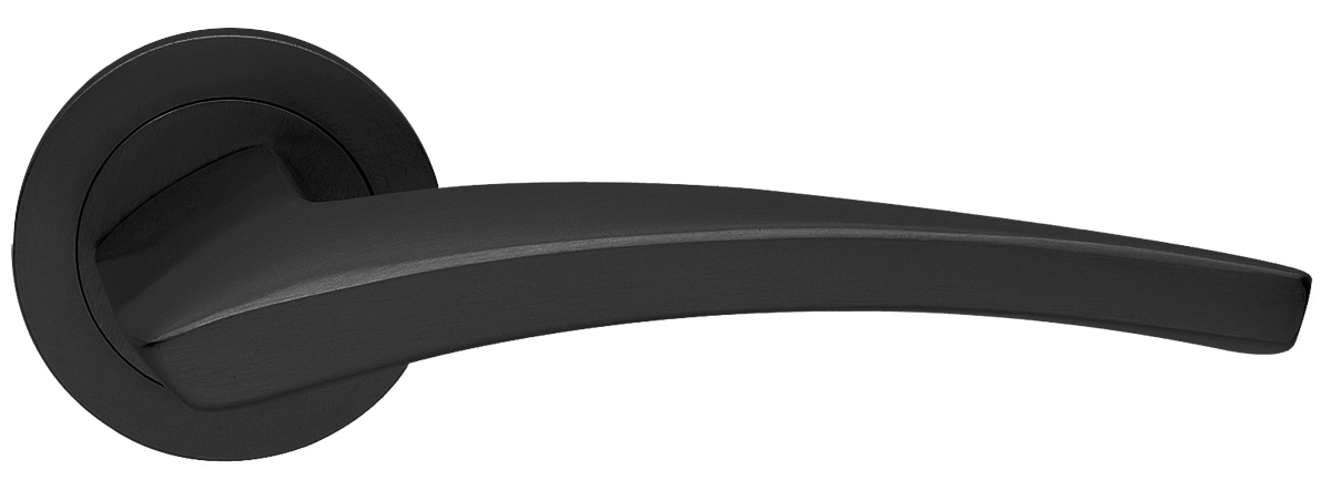 Ручка дверная WIND R2 NERO раздельная на круглой розетке, цвет черный, латунь фото купить в Омске