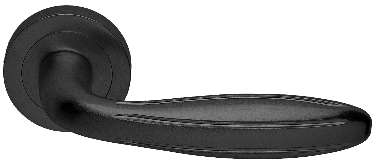 Ручка дверная BUD R2 NERO раздельная на круглой розетке, цвет черный, латунь фото купить в Омске