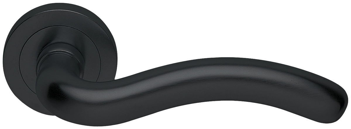 Ручка дверная SNAKE R2 NERO раздельная на круглой розетке, цвет черный, латунь фото купить в Омске