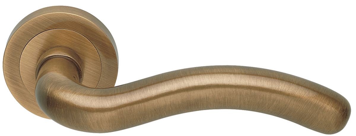 Ручка дверная SNAKE R2 BGO раздельная на круглой розетке, цвет матовая бронза, латунь фото купить в Омске