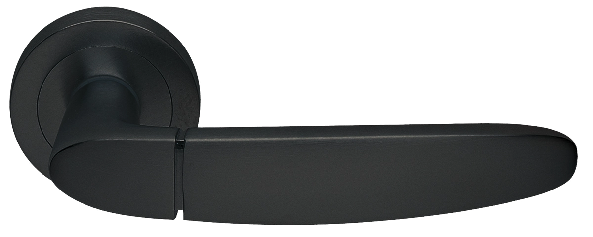 Ручка дверная SAIL R2 NERO раздельная на круглой розетке, цвет черный, латунь фото купить в Омске