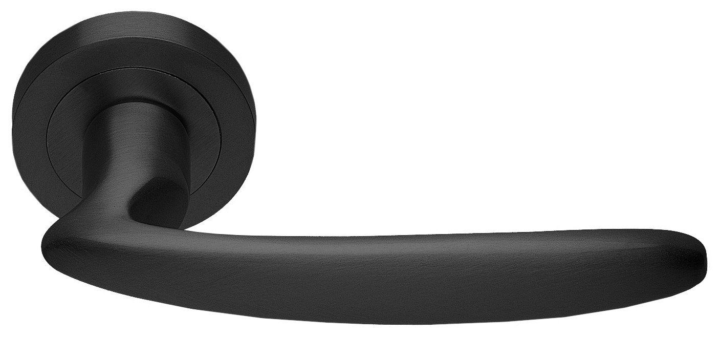 Ручка дверная FLAMINGO R2 NERO раздельная на круглой розетке, цвет черный, латунь фото купить в Омске