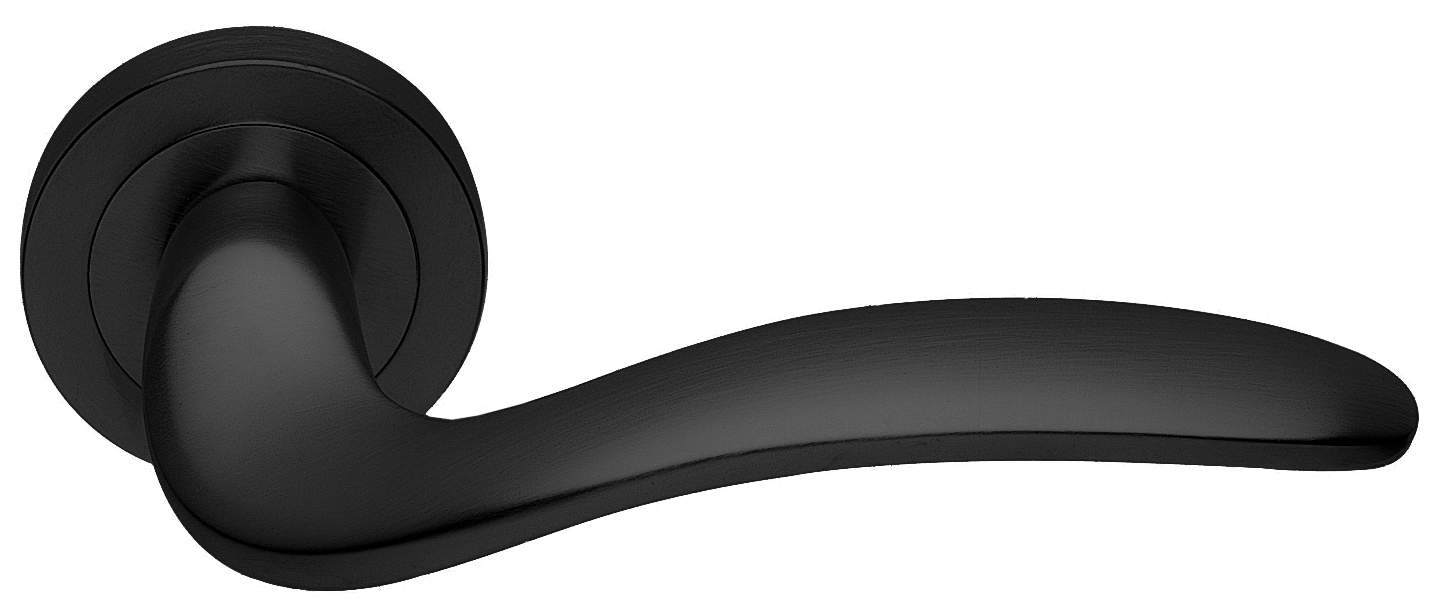 Ручка дверная COBRA R2 NERO раздельная на круглой розетке, цвет - черный фото купить в Омске