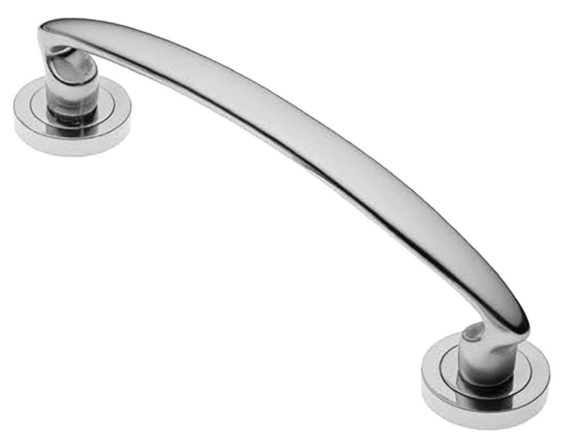 Ручка-скоба дверная FLAMINGO PH CRO на круглой розетке, цвет хром, латунь фото купить в Омске