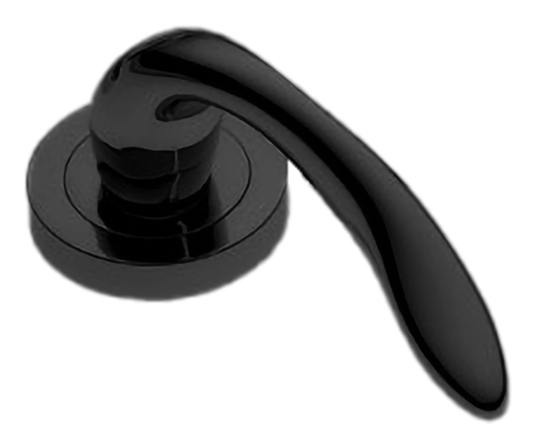 Ручка оконная LEON W1 NERO на прямоугольной розетке, цвет черный, латунь фото купить в Омске