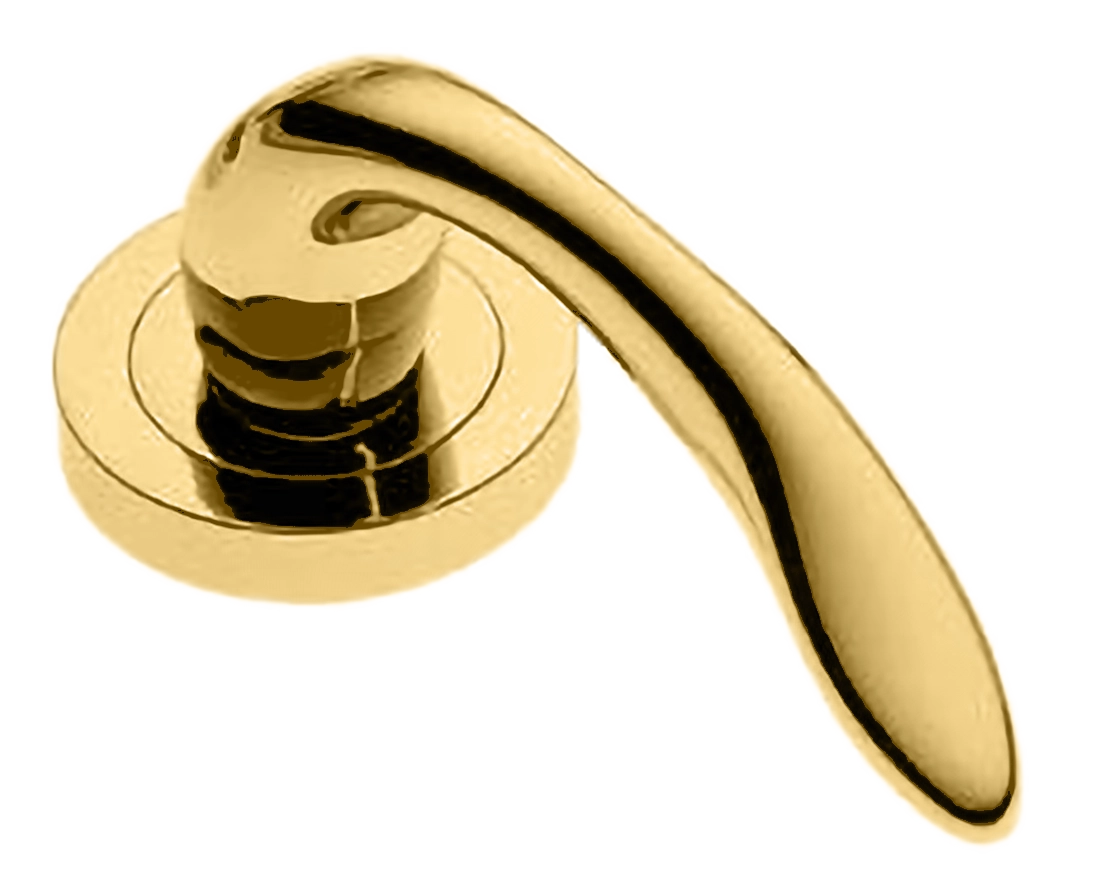 Ручка оконная LEON W1 OTL на прямоугольной розетке, цвет золото, латунь фото купить в Омске