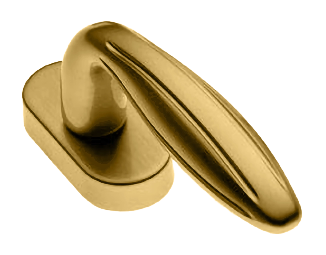 Ручка оконная BUD W1 OSA на прямоугольной розетке, цвет матовое золото, латунь фото купить в Омске