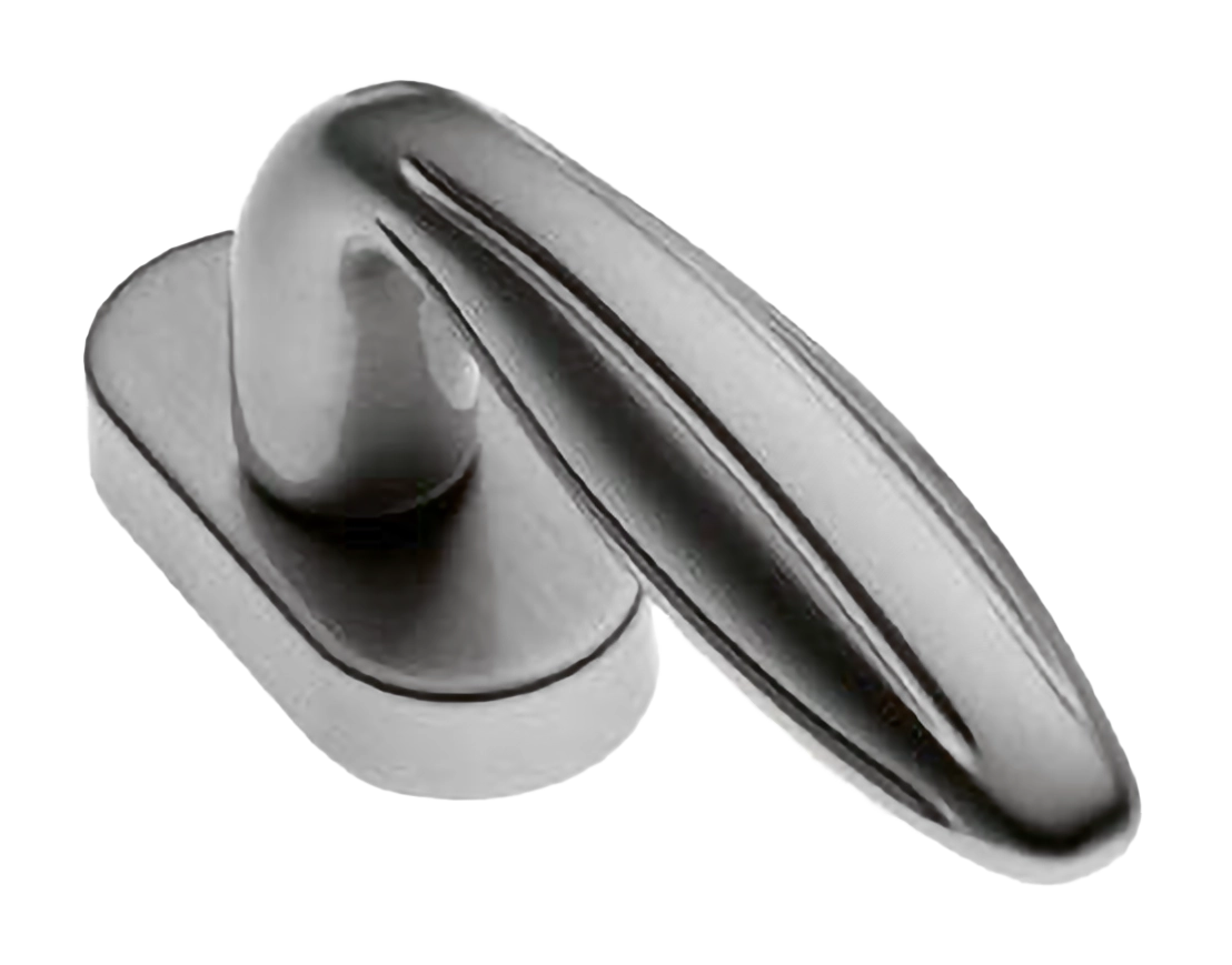 Ручка оконная BUD W1 CSA на прямоугольной розетке, цвет матовый хром, латунь фото купить в Омске