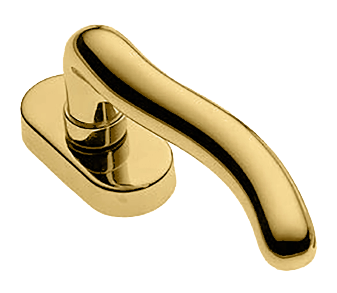 Ручка оконная SNAKE W1 OTL на прямоугольной розетке, цвет золото, латунь фото купить в Омске