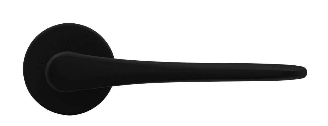 Ручка дверная AULA R5 NERO-ST на круглой розетке, цвет черный soft-touch, ЦАМ фото купить в Омске