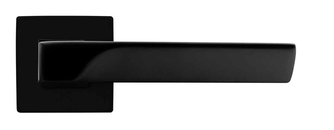 Ручка дверная FIORD S5 NERO-ST на квадратной розетке цвет черный soft-touch, ЦАМ фото купить в Омске