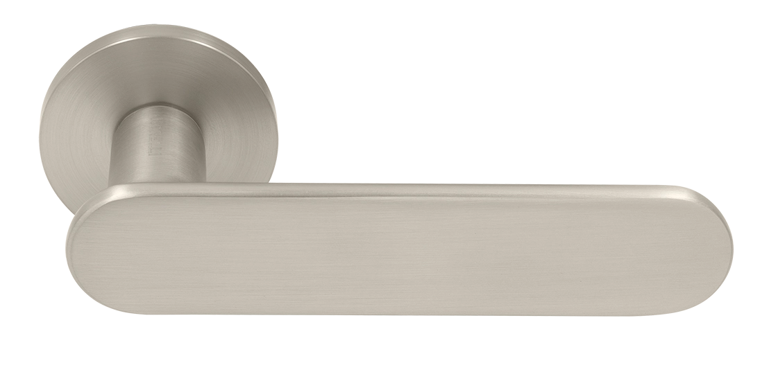 Ручка дверная MH-65-R6 SEMPIONE MSN на круглой розетке, цвет матовый сатинированный никель фото купить Омск