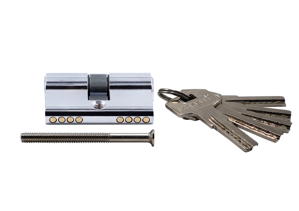 Ключевой цилиндр высокой секретности HS 50C PC (50мм), цвет хром фото купить в Омске