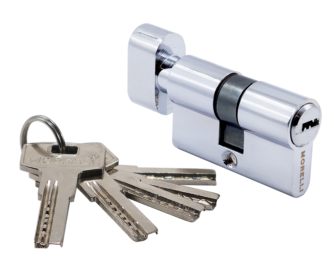 Ключевой цилиндр высокой секретности HS 50CK PC с заверткой (50мм), цвет хром фото купить Омск