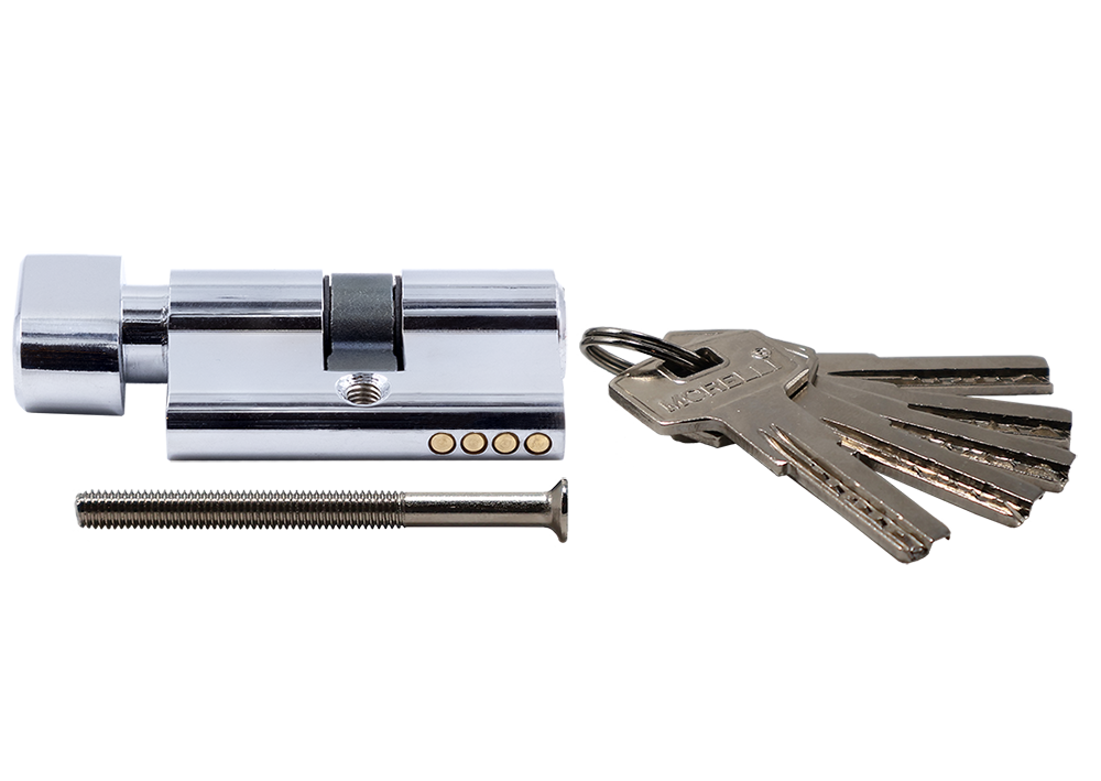 Ключевой цилиндр высокой секретности HS 50CK PC с заверткой (50мм), цвет хром фото купить в Омске