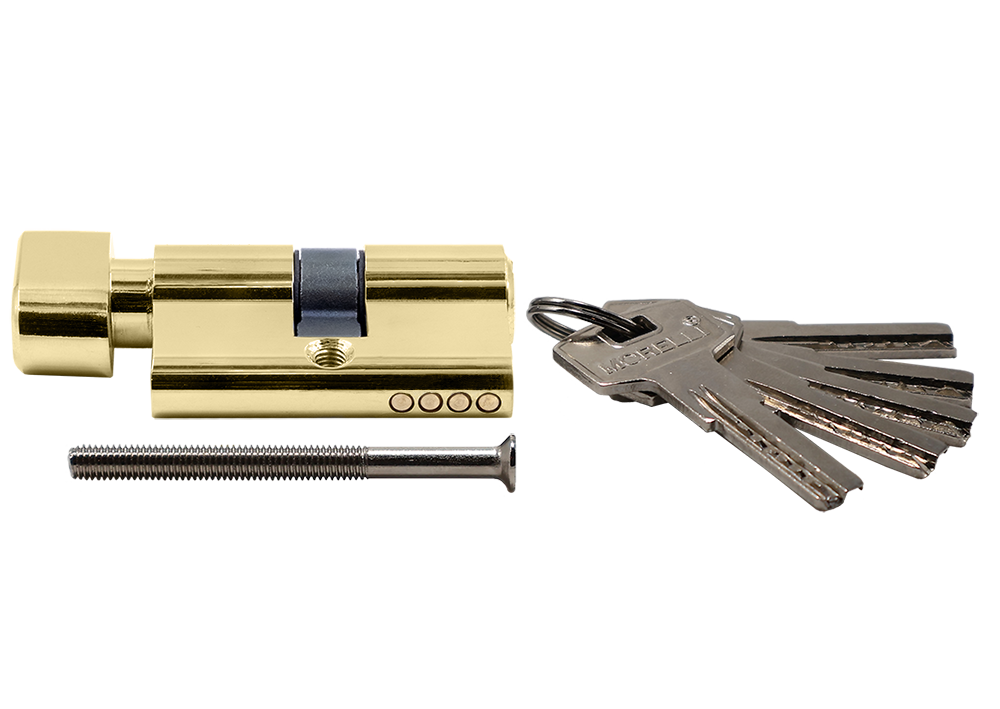 Ключевой цилиндр высокой секретности HS 50CK PG с заверткой (50мм), цвет золото фото купить в Омске