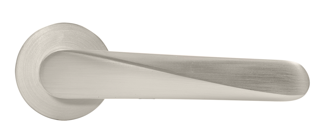 Ручка дверная CAYAN MH-58-R6 MSN раздельная на круглой розетке, цвет матовый сатинированный никель, ЦАМ фото купить в Омске