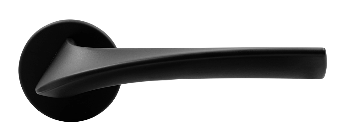 Ручка дверная COMETA R5 NERO-ST на круглой розетке цвет черный soft-touch, ЦАМ фото купить в Омске