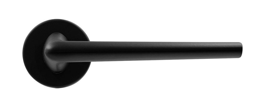 Ручка дверная THE FORCE R5 NERO-ST на круглой розетке, цвет черный soft-touch, ЦАМ фото купить в Омске