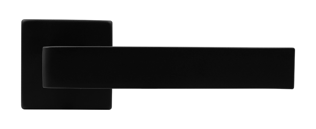 Ручка дверная HORIZONT S5 NERO-ST на квадратной розетке, цвет черный soft-touch, ЦАМ фото купить в Омске