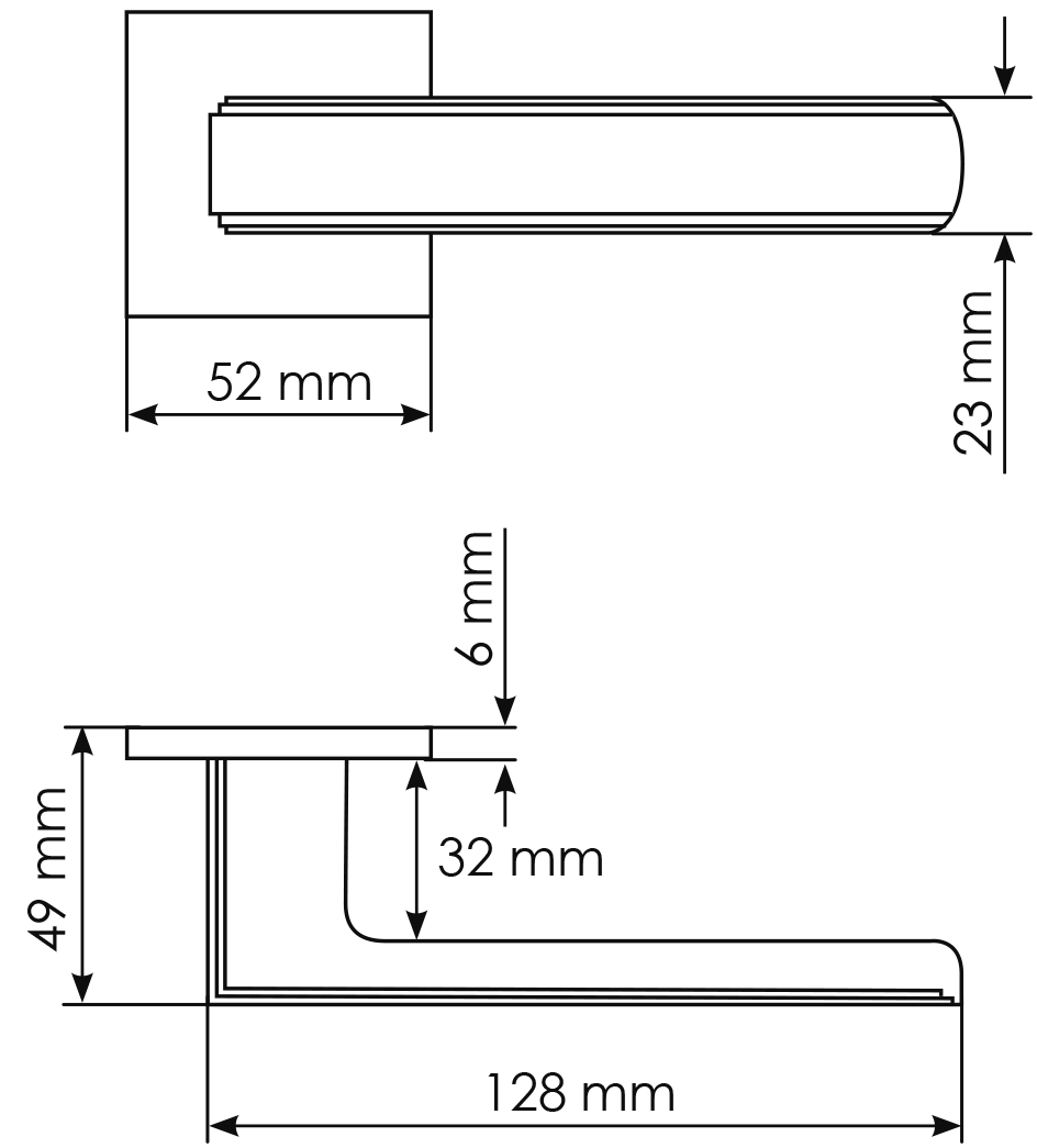 Ручка дверная MH-64-S6 ASC STEPS на квадратной розетке 6 мм, цвет анодированный матовый хром фото фурнитура Омск
