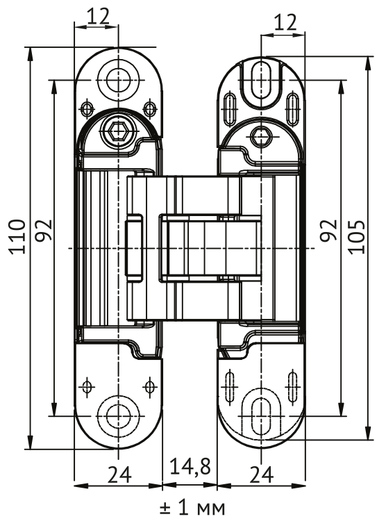 Петля скрытая HH-28 SC врезная с 3D-регулировкой вес полотна до 40 кг, цвет матовый хром фото купить в Омске