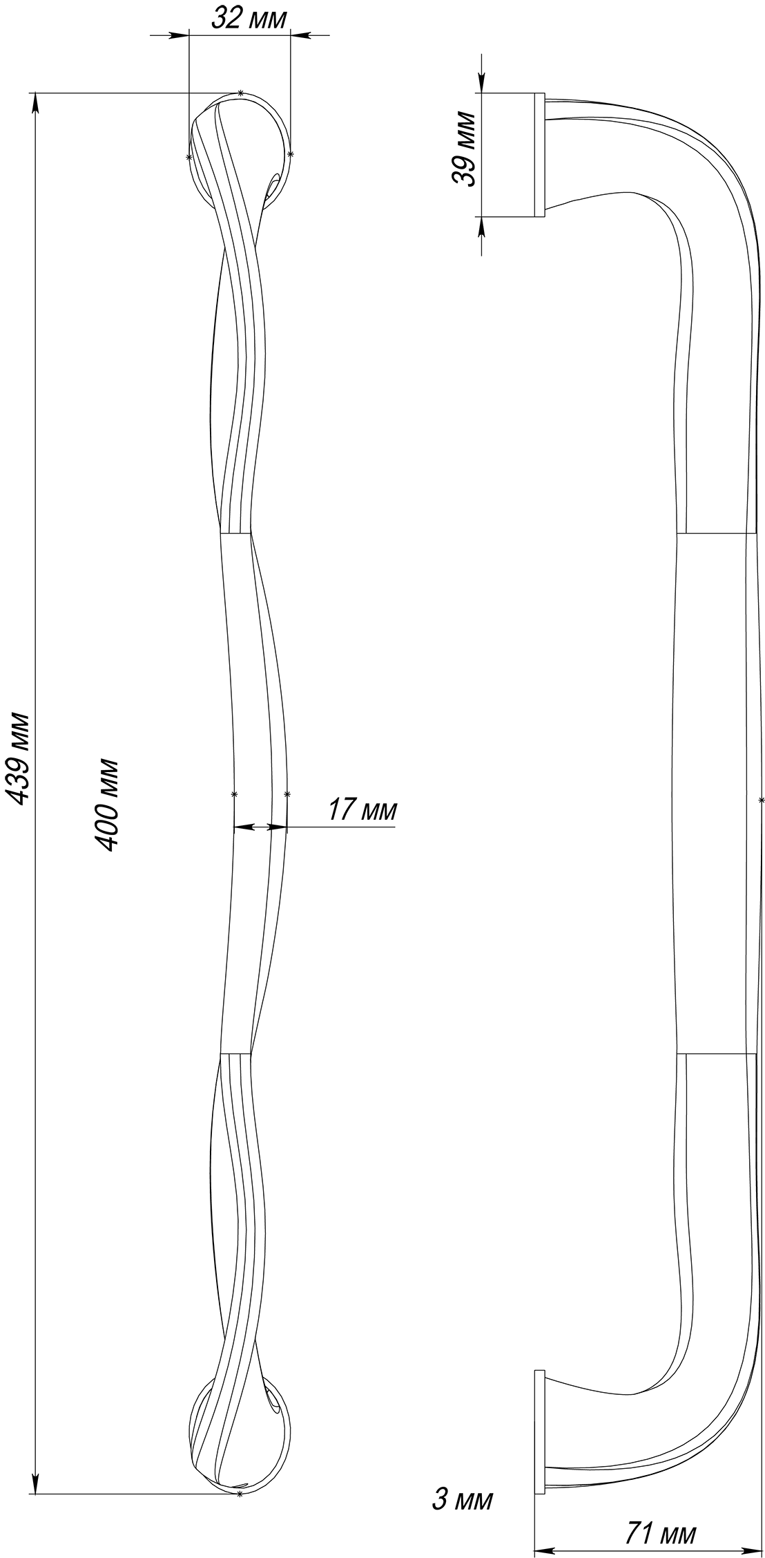 Ручка-скоба SKYSCRAPER PH SST, цвет Летняя гроза/Summer Storm фото купить в Омске