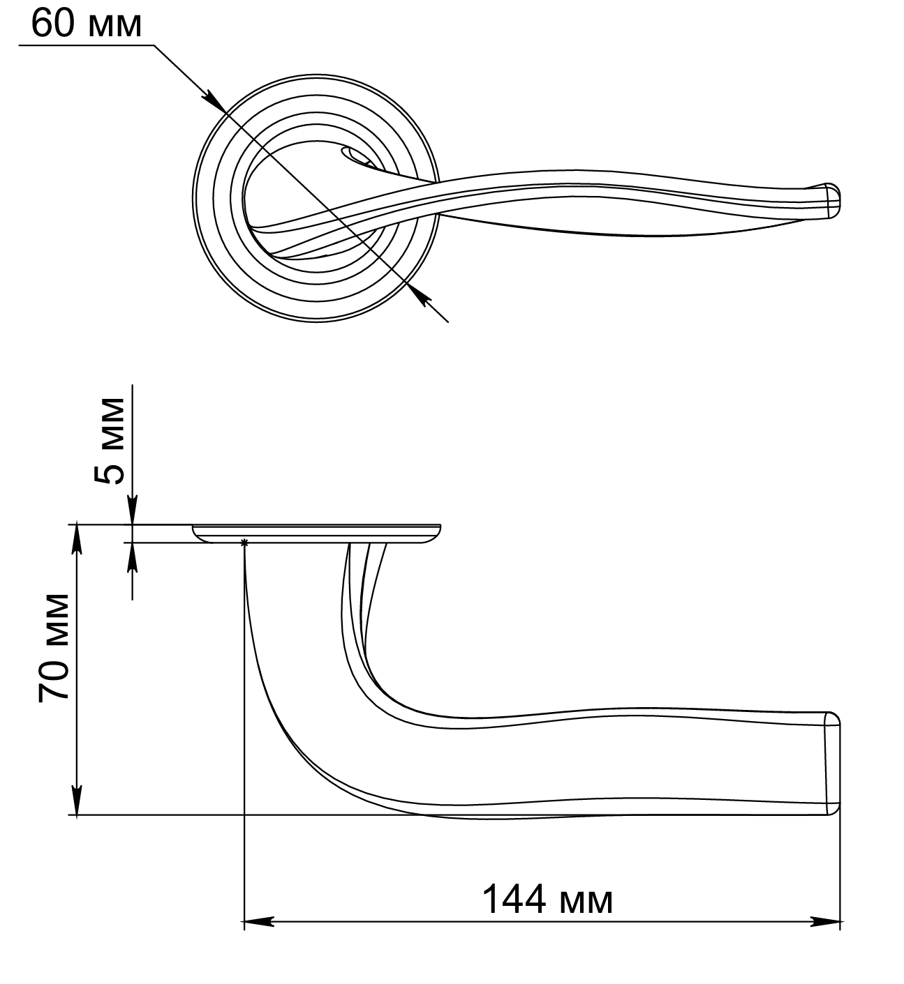 Ручка дверная SKYSCRAPER R7 AH на круглой розетке, цвет Осенний мёд/Autumn Honey фото фурнитура Омск