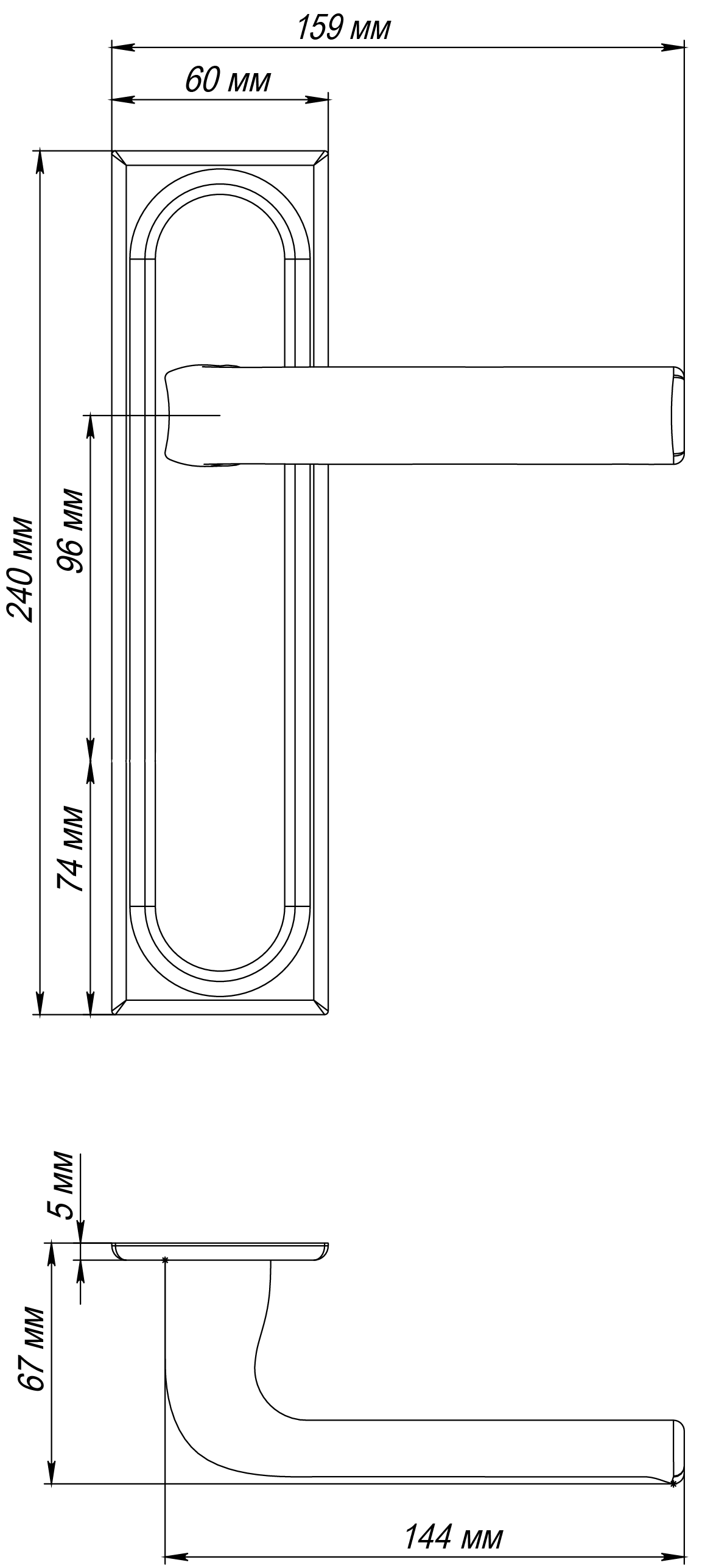 Ручка дверная THE BUS STATION PLS SST на планке, цвет Летняя гроза/Summer Storm фото фурнитура Омск