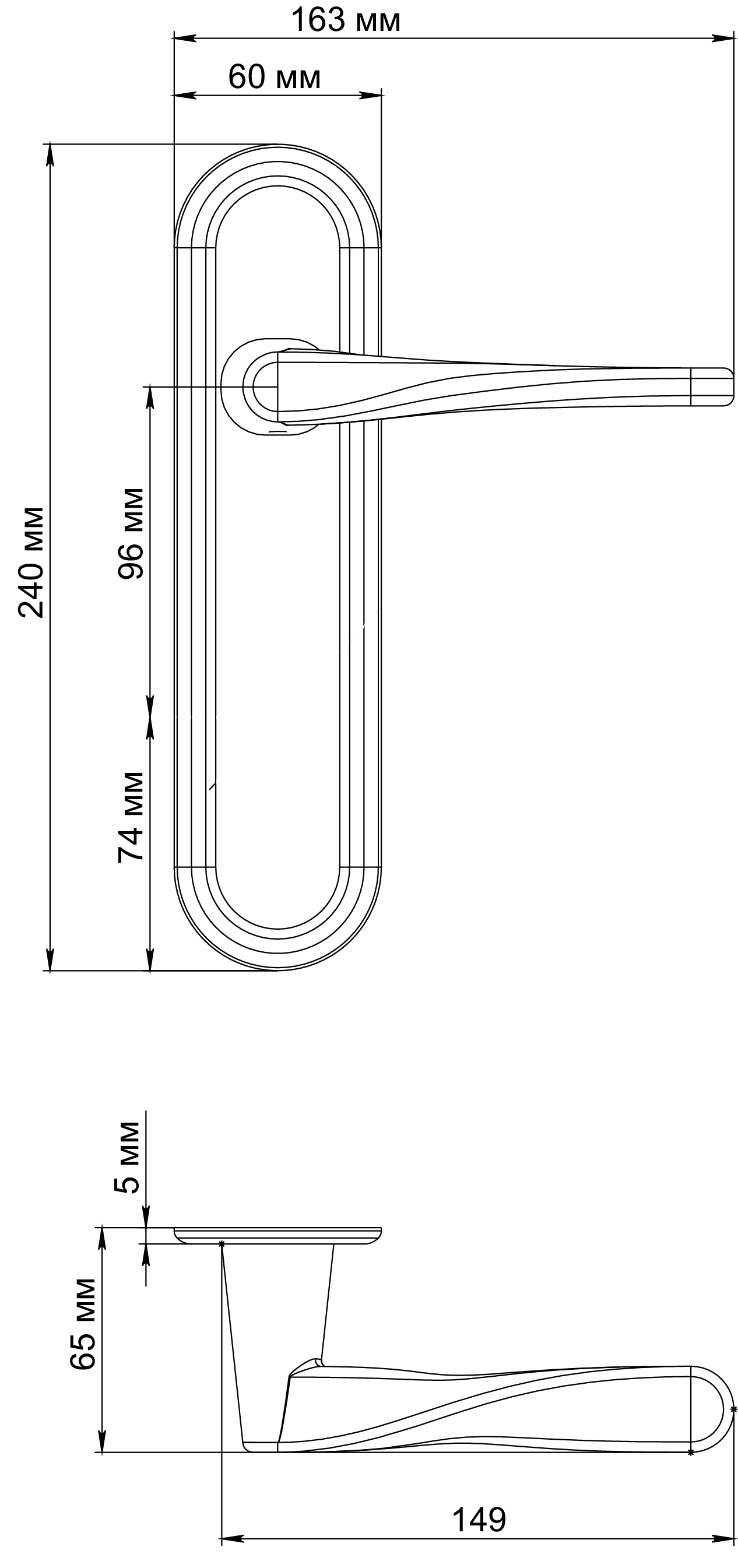 Ручка дверная THE OLYMPICS PLR SST на планке, цвет Летняя гроза/Summer Storm фото фурнитура Омск