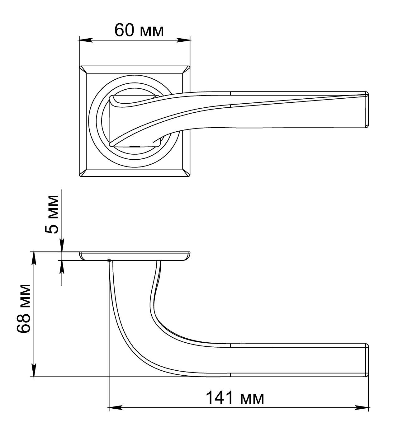 Ручка дверная WD CONCERT HALL S7 AH на квадратной розетке, цвет Осенний мёд/Autumn Honey фото фурнитура Омск